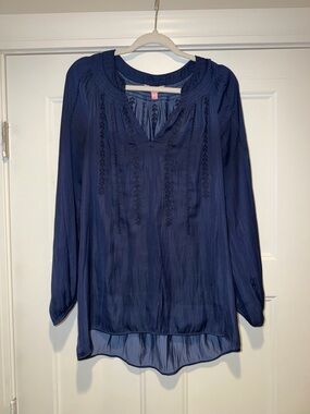 Lilly Pulitzer Navy Hollis Embroidered Top